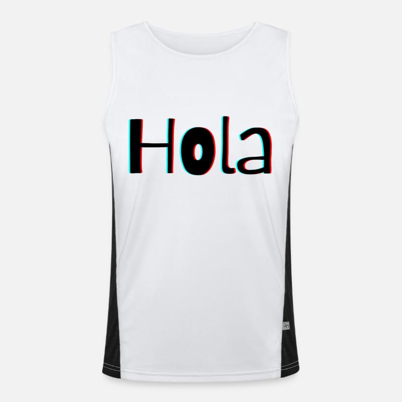 Hola – Friendly Spanish Greeting with Warmth Men's Functional Contrast Tank Top 