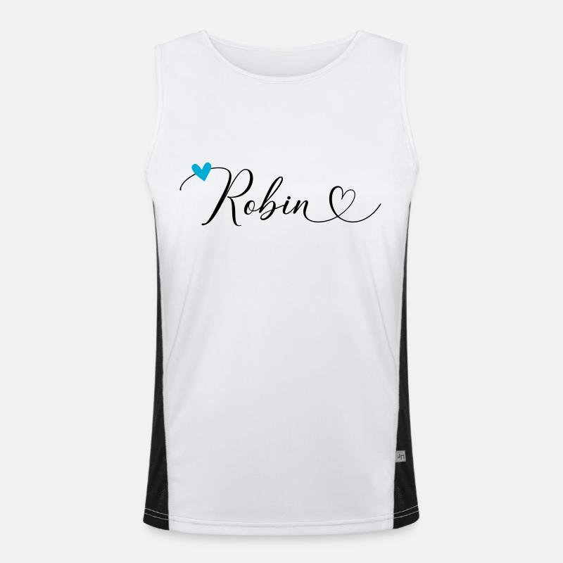 Robin Nom Prénom Calligraphie Coeur Débardeur respirant contrasté Homme 