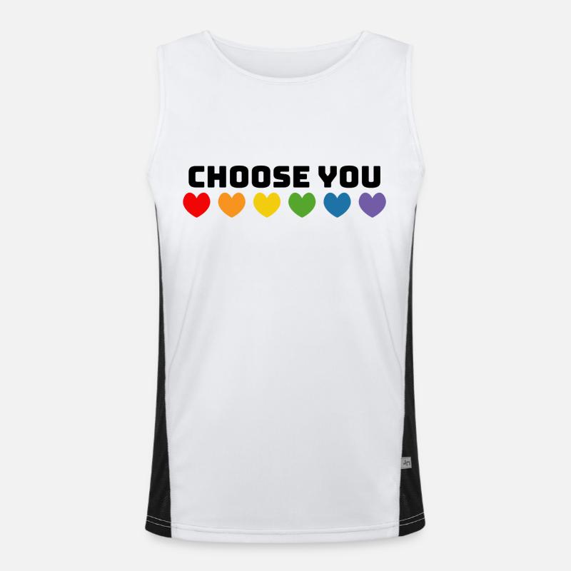 Regenbogenherzchen choose you schwarz Funktionelles Kontrast-Tank Top für Männer 
