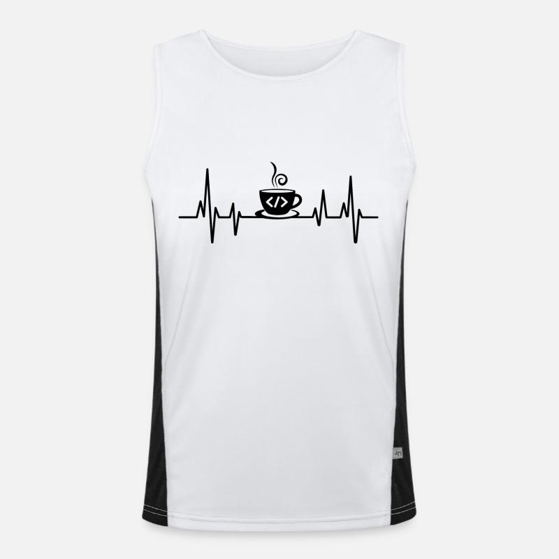 Kaffee-Codierung Heartbeat Coder Entwickler Nerd Coffe Funktionelles Kontrast-Tank Top für Männer 