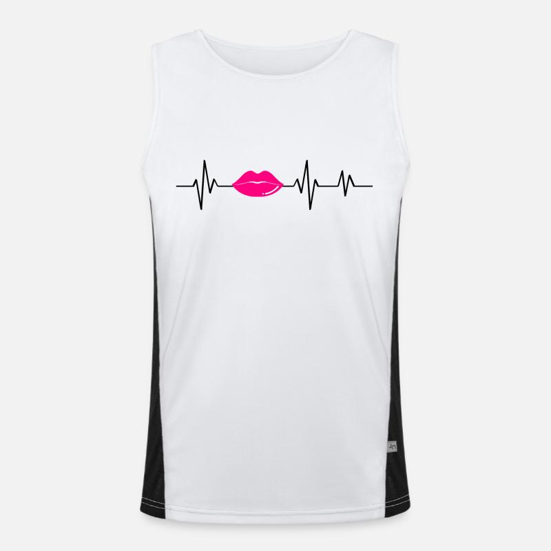 Pink Heartbeat Lips - Gift Idea - Men's Functional Contrast Tank Top  - white/black