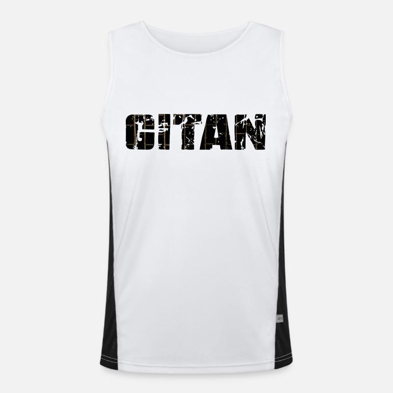 Grunge Brown Brick Pattern - Men's Functional Contrast Tank Top  - white/black