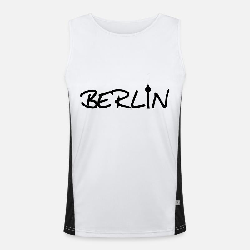 Berlin Schriftzug Funktionelles Kontrast-Tank Top für Männer 