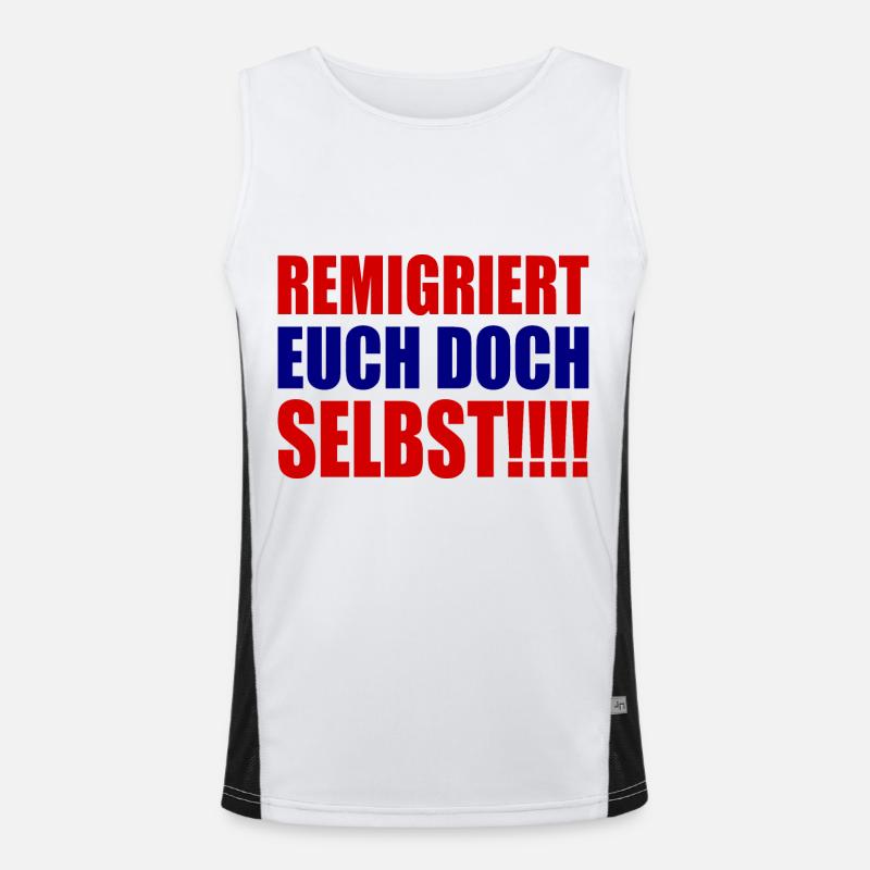 remigriert euch doch selbst Funktionelles Kontrast-Tank Top für Männer 