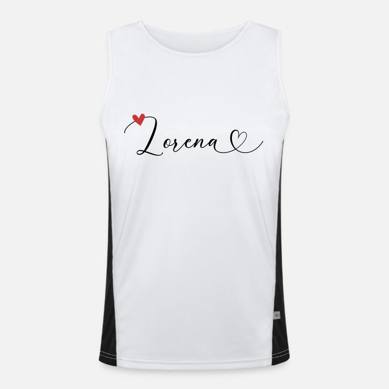 Lorena Name Vorname Kalligrafieherz Funktionelles Kontrast-Tank Top für Männer 