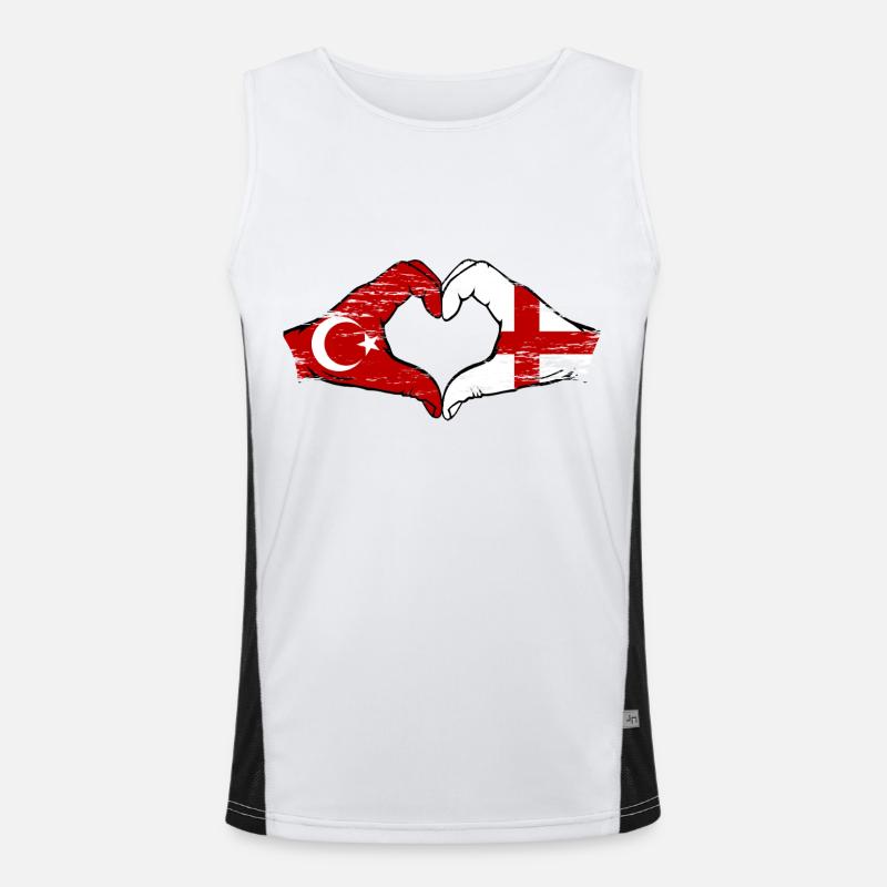 Turquie Angleterre Drapeau Mains Coeur Forme Utilisé Débardeur respirant contrasté Homme 