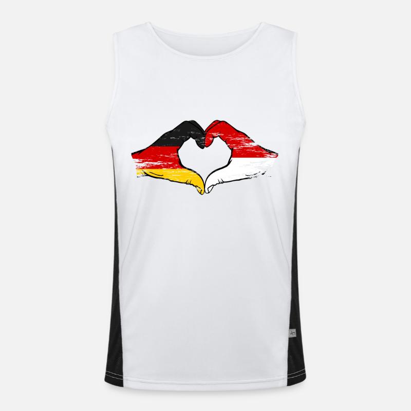 Germany Monaco Flag Hand Shape Heart Shape Used Men's Functional Contrast Tank Top 