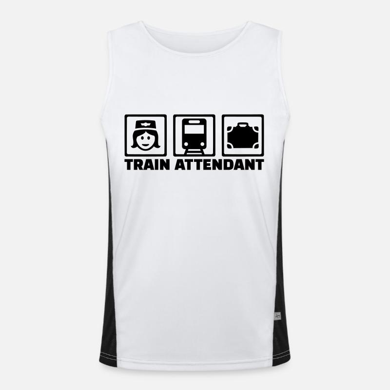 Train attendant - Men's Functional Contrast Tank Top  - white/black