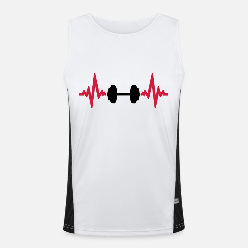 puls frequenz hantel cool design herzschlag train Funktionelles Kontrast-Tank Top für Männer 