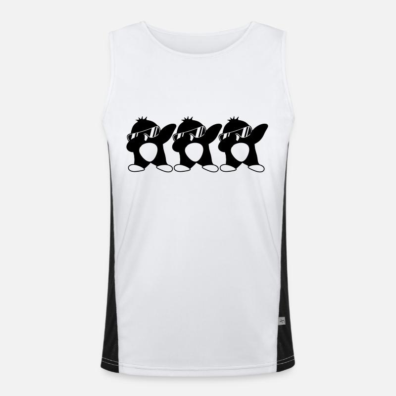Team Pinguin Dab Funktionelles Kontrast-Tank Top für Männer 