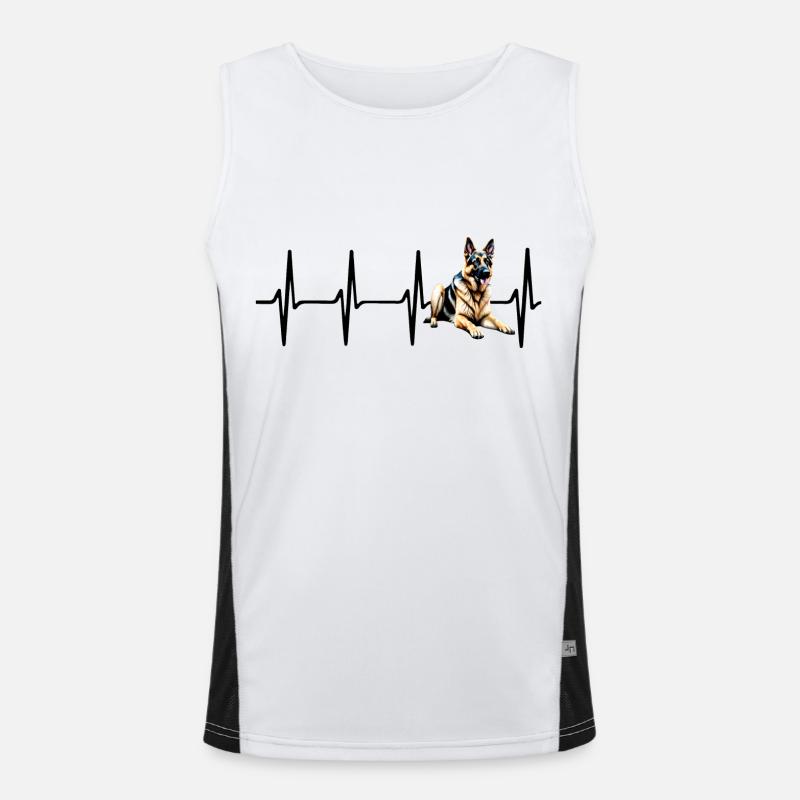 Herzschlag Deutscher Schäferhund Funktionelles Kontrast-Tank Top für Männer 