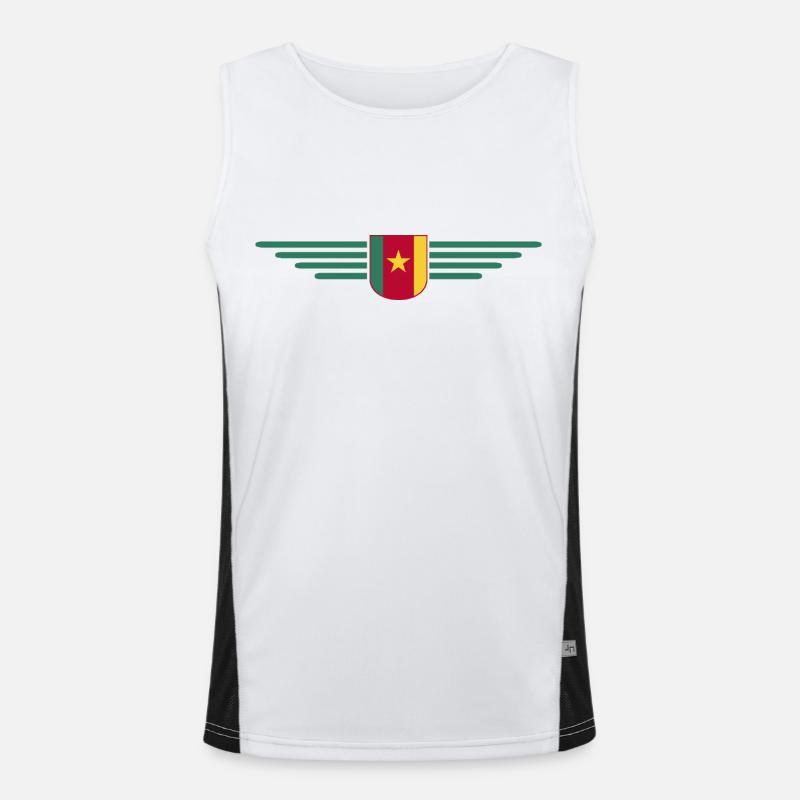 Cameroon Design – Pride and Diversity - Men's Functional Contrast Tank Top - white/black