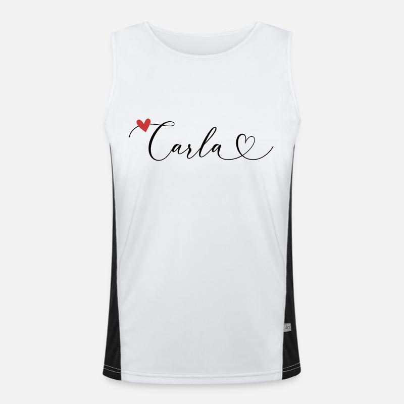 Carla Surname First name Calligraphy Heart - Men's Functional Contrast Tank Top  - white/black