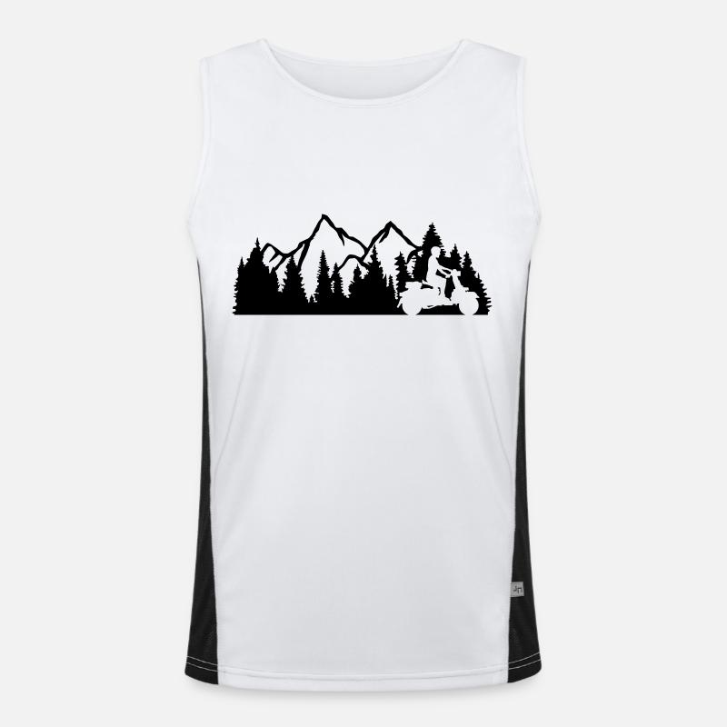 excursion scooter driver mountains nature wilderness trees w Men's Functional Contrast Tank Top 
