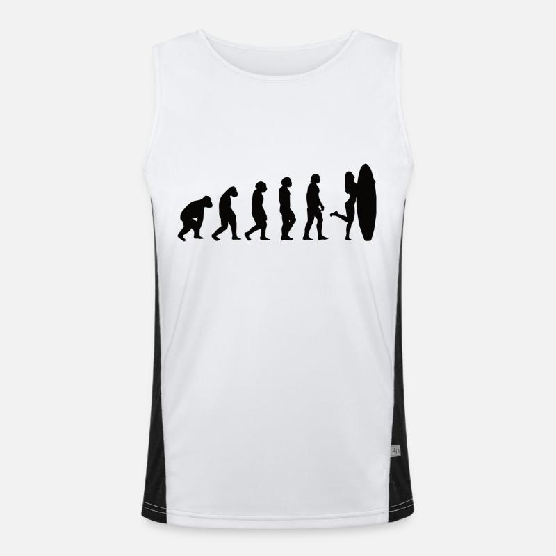 Surfer Surfboard Surfing Evolution Surfing - Men's Functional Contrast Tank Top  - white/black