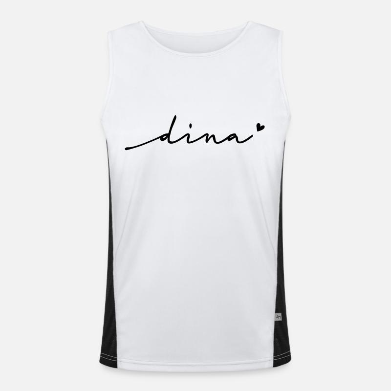 Dina Cursive Name - Men's Functional Contrast Tank Top  - white/black