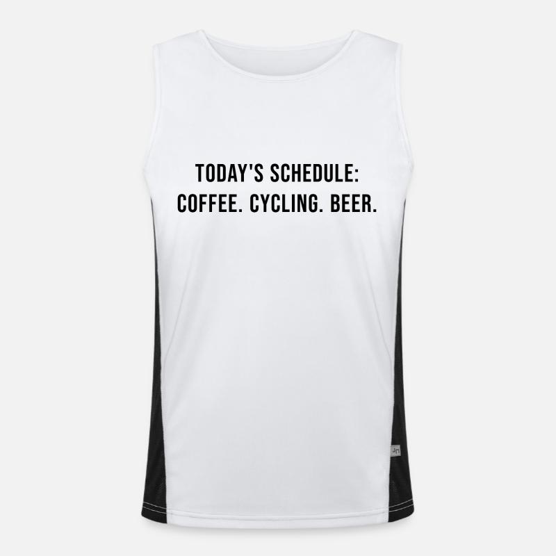 Today's program - coffee, cycling and beer Men's Functional Contrast Tank Top 