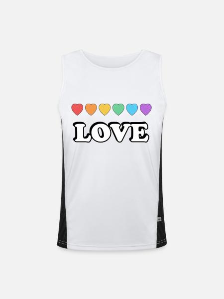Liebe Regenbogenherzen - Funktionelles Kontrast-Tank Top für Männer - Weiß/Schwarz