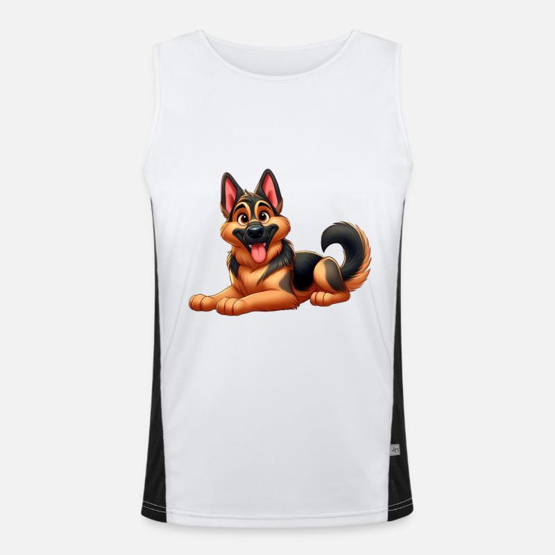 German Shepherd 3 - Men's Functional Contrast Tank Top  - white/black