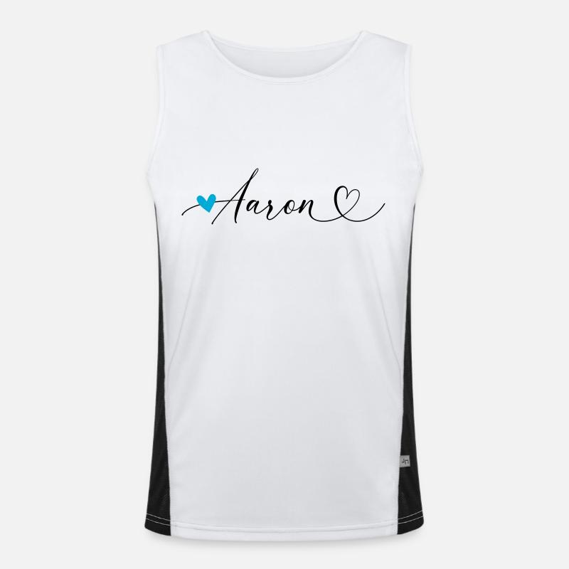 Aaron Last name First name Calligraphy heart Men's Functional Contrast Tank Top 