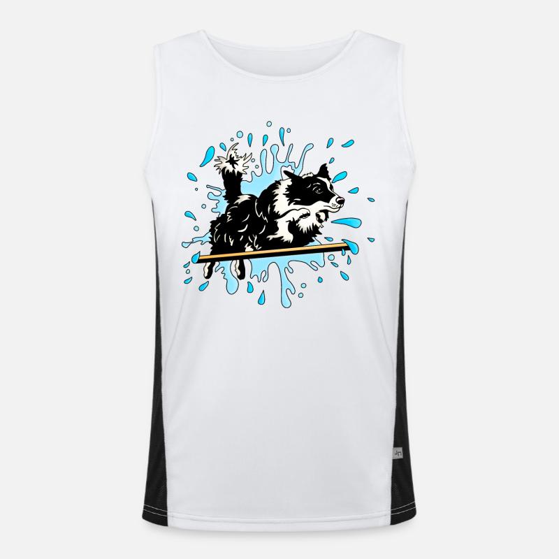 border collie agility splash blue Men's Functional Contrast Tank Top 
