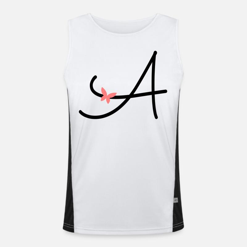 Buchstabe A Anfangsbuchstabe Schmetterling Funktionelles Kontrast-Tank Top für Männer 
