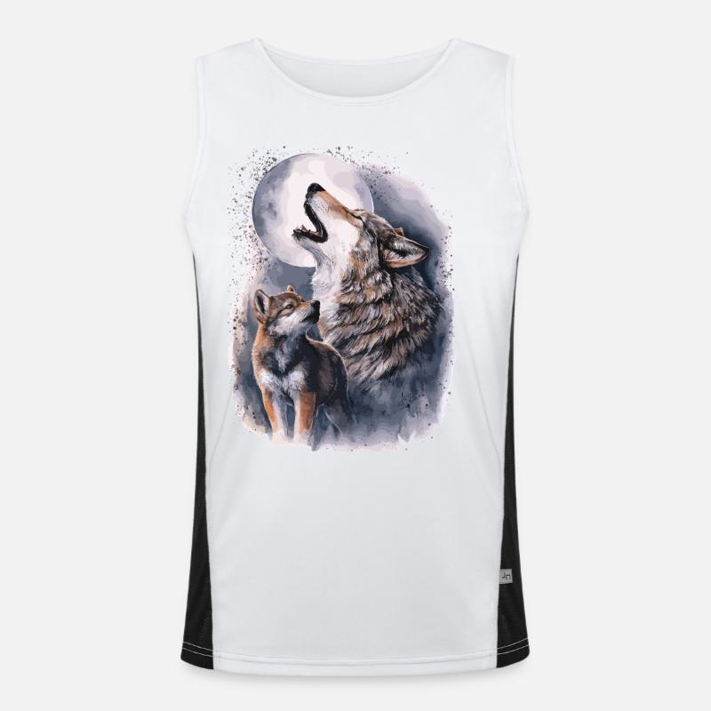 Wolves & Full Moon – Mystical Wilderness Men's Functional Contrast Tank Top 