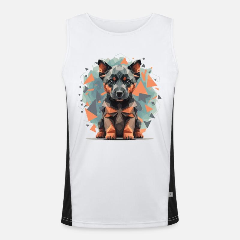 Low-Poly Deutscher Schäferhund Funktionelles Kontrast-Tank Top für Männer 