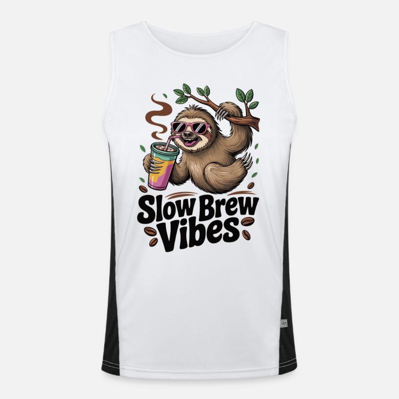 Slow Brew – Sloth Style - Men's Functional Contrast Tank Top  - white/black
