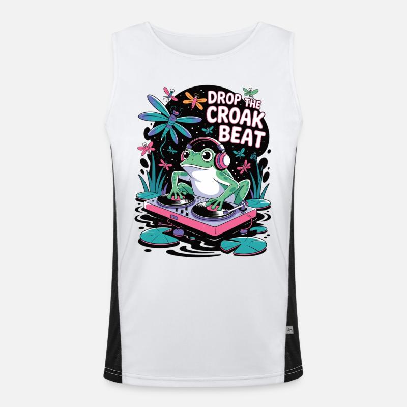 Drop the Croak Beat! Dancing with the frog Men's Functional Contrast Tank Top 