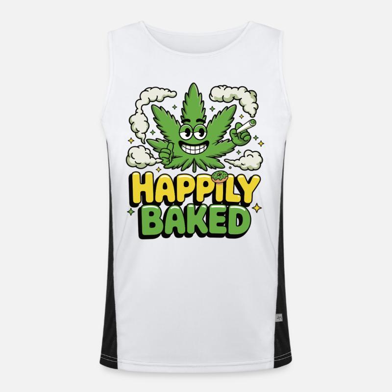 Design stoner avec feuille de cannabis Débardeur respirant contrasté Homme 