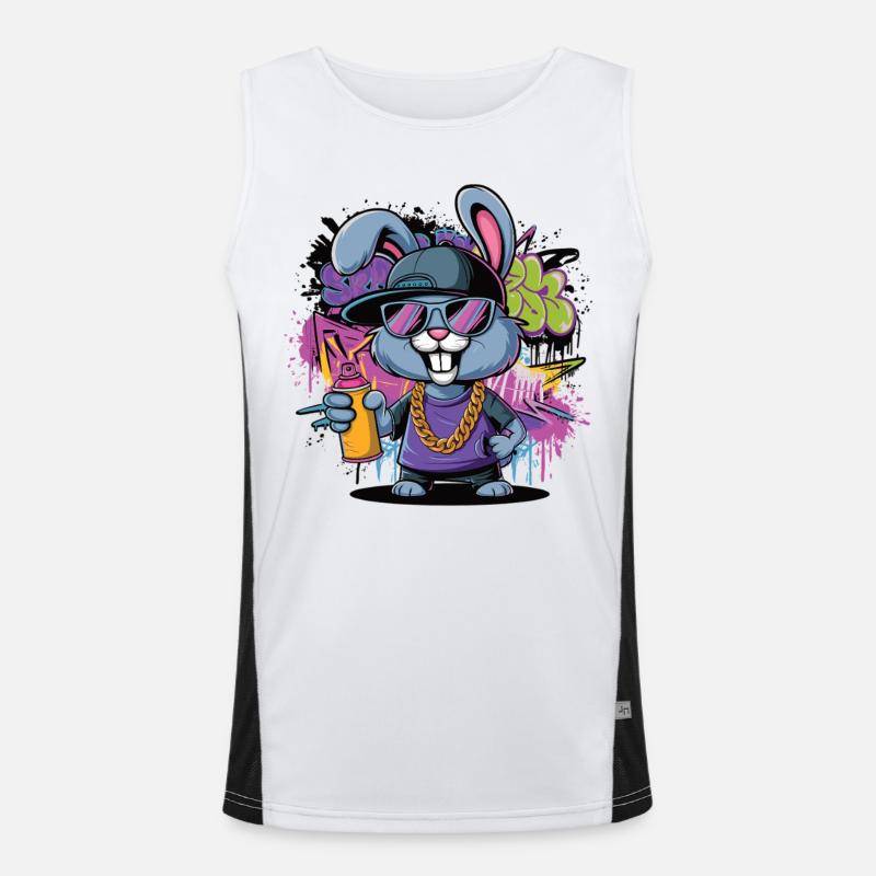 Graffiti bunny with style - Men's Functional Contrast Tank Top  - white/black