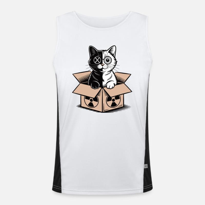 Schrödinger's Cat in a Box Quantum Nerd Statement Men's Functional Contrast Tank Top 