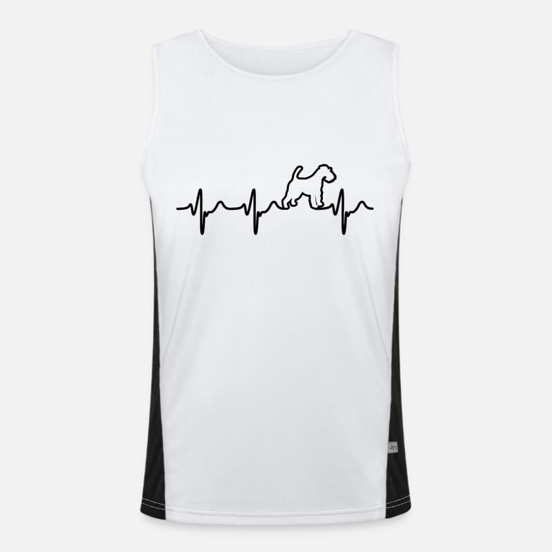 Drahthaar Foxterrier Herzschlag Herzfrequenz EKG Funktionelles Kontrast-Tank Top für Männer 
