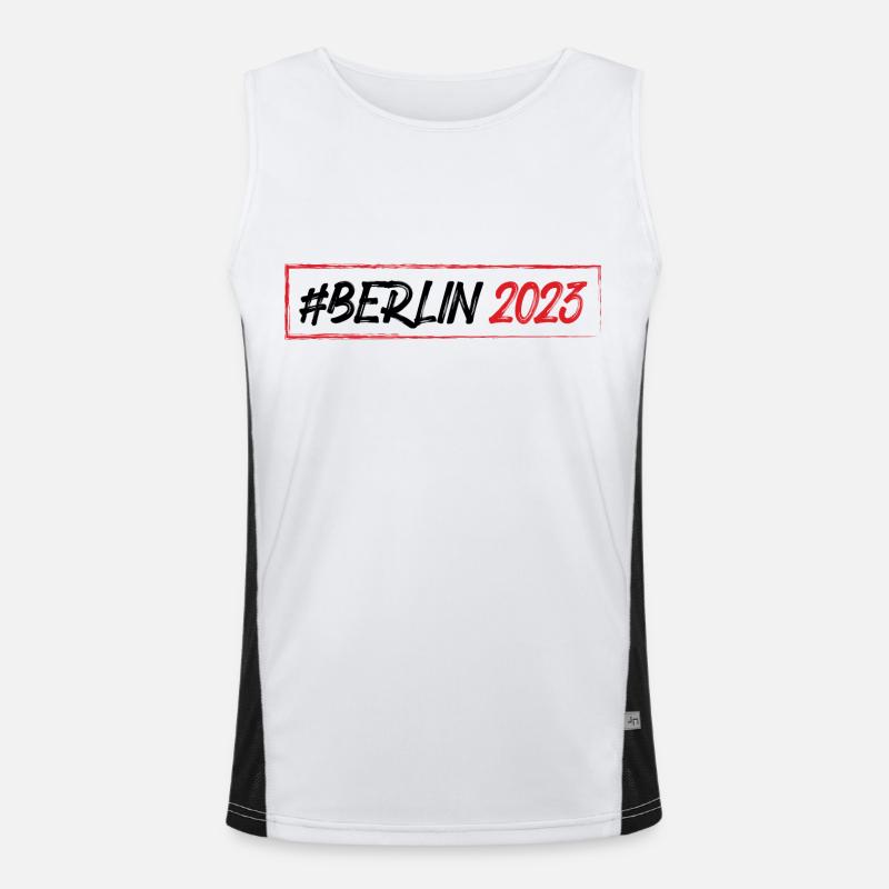Berlin 2023 - Funktionel kontrast tanktop til herrer  - hvid/sort