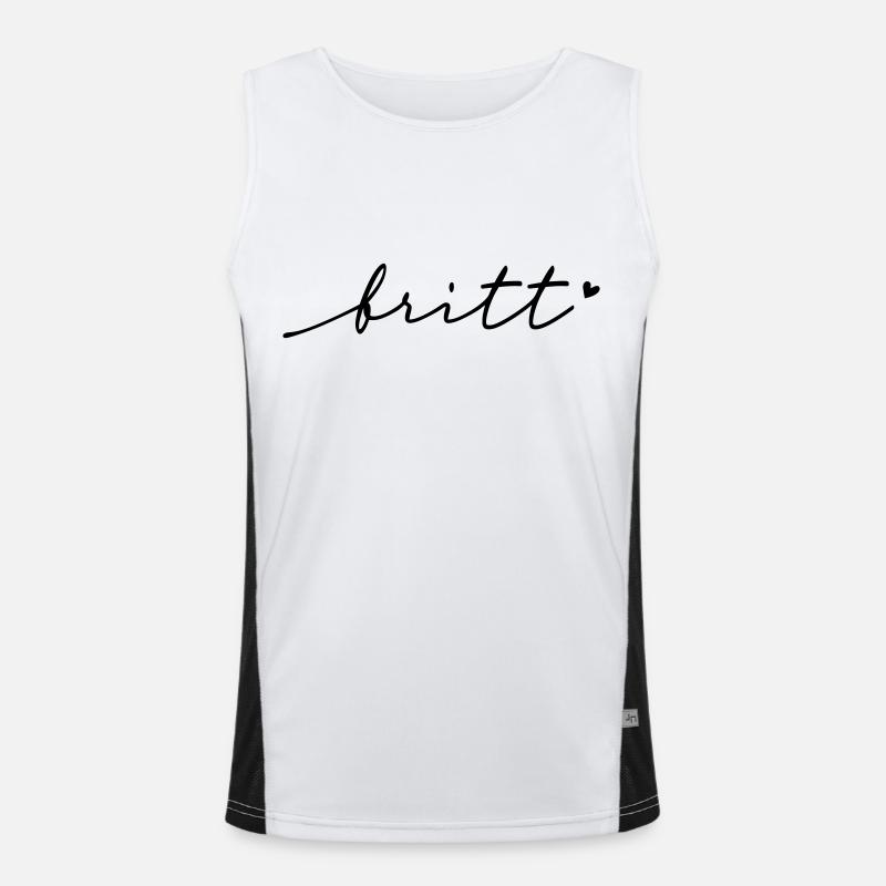 Britt Cursive Name - Men's Functional Contrast Tank Top  - white/black
