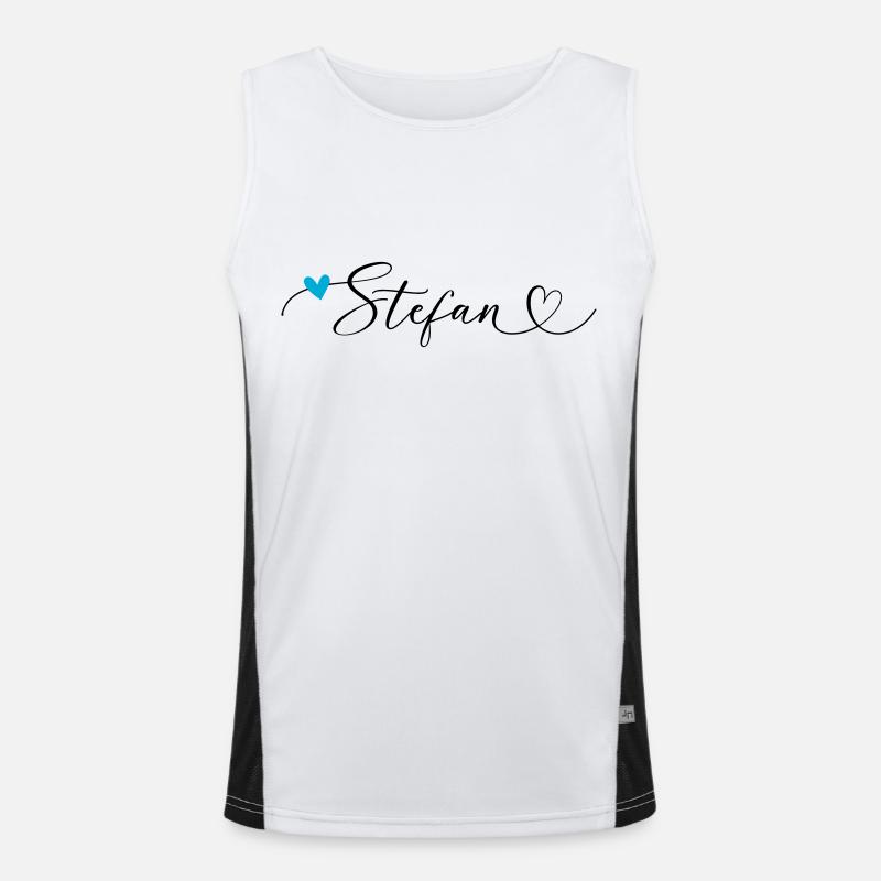 Stefan Nom Prénom Calligraphie Coeur Débardeur respirant contrasté Homme 