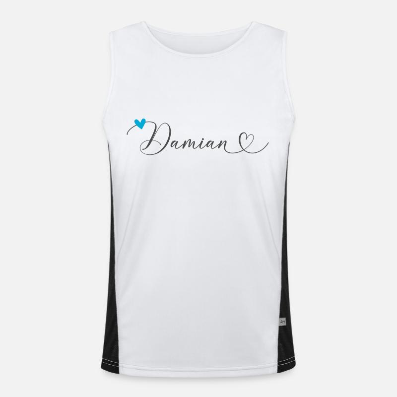 Damian Surname First name Calligraphy Heart Men's Functional Contrast Tank Top 