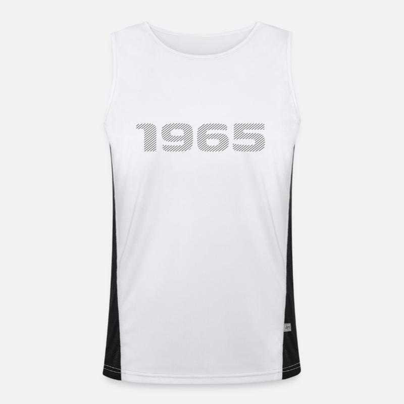 Born 1965 Retro Stripe Modern Birthday Design Men's Functional Contrast Tank Top 