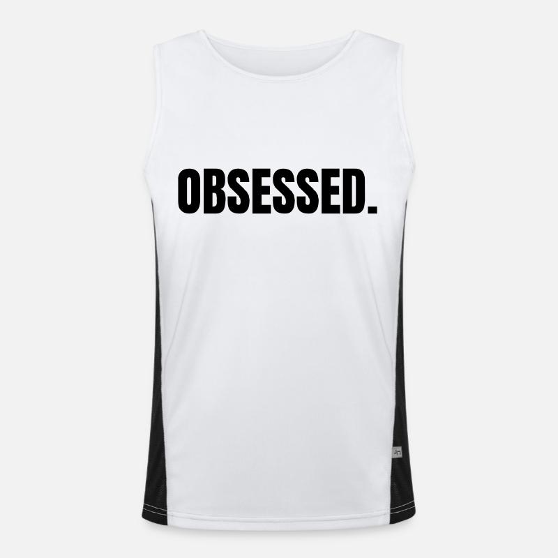 OBSESSED | Motivation gift idea - Men's Functional Contrast Tank Top  - white/black