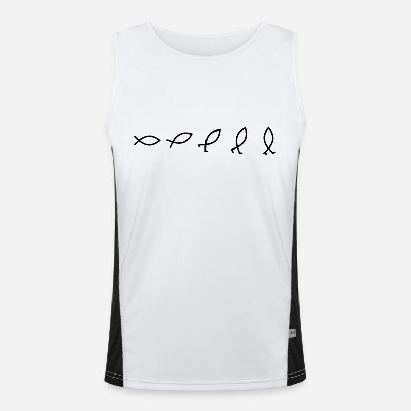 Evolution Fish - Men's Functional Contrast Tank Top  - white/black