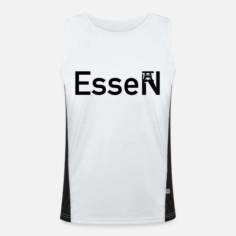 Essen Ortsschild Skyline mit Z. Zollverein Funktionelles Kontrast-Tank Top für Männer 