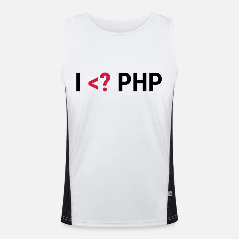 I love PHP Funktionelles Kontrast-Tank Top für Männer 