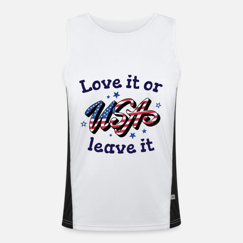 Liebe es oder lass es USA Flagge Amerika Funktionelles Kontrast-Tank Top für Männer 
