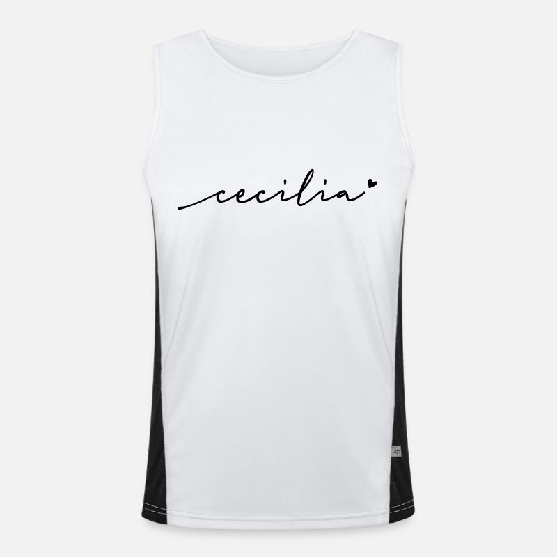 Cecilia Cursive Name - Men's Functional Contrast Tank Top  - white/black