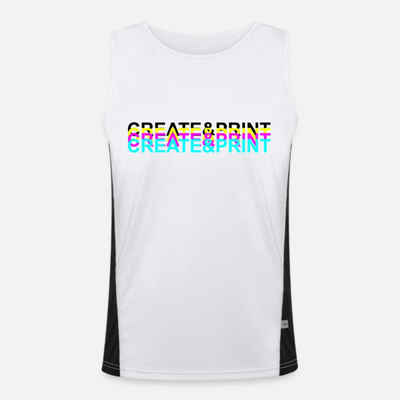 Create & Print (Black Text) - Men's Functional Contrast Tank Top  - white/black