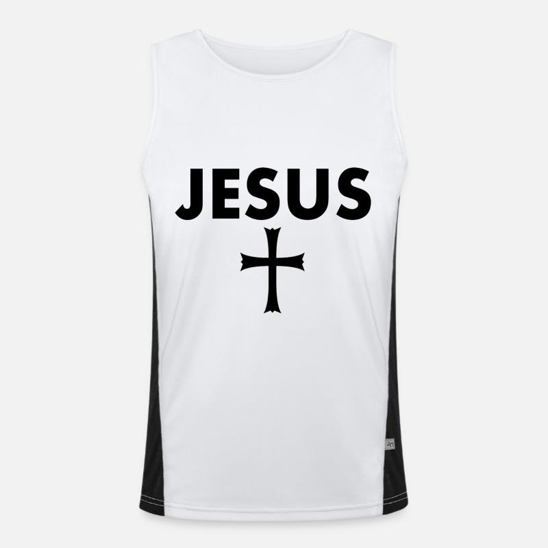 Jesus Cross - Men's Functional Contrast Tank Top  - white/black