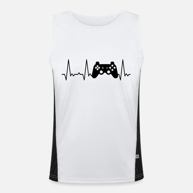 Heartbeat Game Controller Men's Functional Contrast Tank Top 