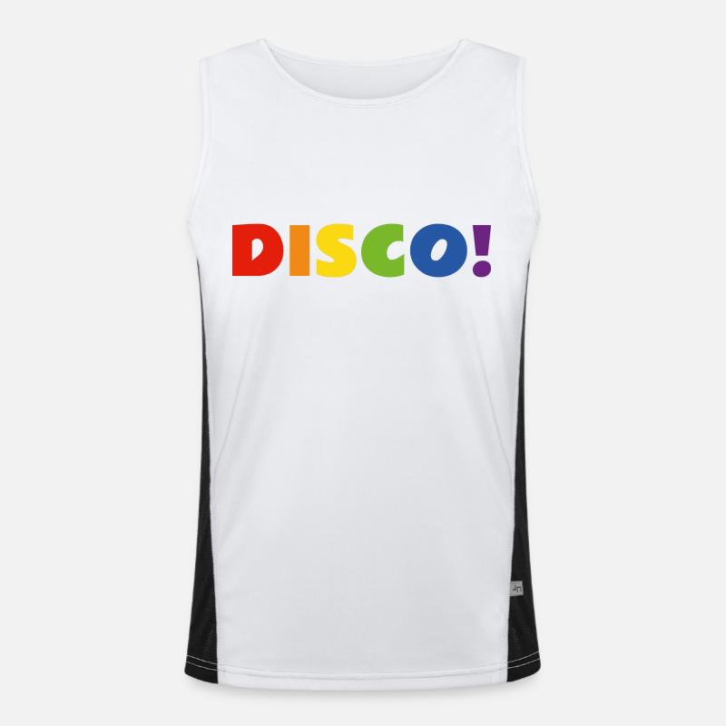 DISCO rainbow text Men's Functional Contrast Tank Top 