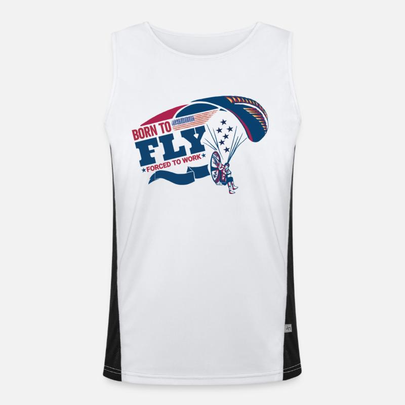 Born To Fly Forced To Work Paramotor Pilot Men's Functional Contrast Tank Top 